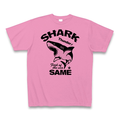 商品詳細 サメ 鮫 シャーク デザイン イラスト アイテム グッズ 黒 サンダー Shark Same C Tシャツ ピンク デザイン Tシャツ通販clubt