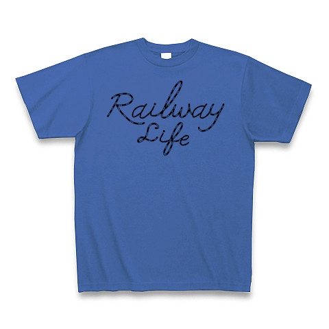 商品詳細 鉄道ライフ 線路記号 文字 Railway Life レールウェイ ライフ 電車 鉄道 アイテム Tシャツ 鉄道線路の記号 鉄道記号 グッズ オリジナル デザイン トレイン てつどう でんしゃ Tシャツ ミディアムブルー デザインtシャツ通販clubt