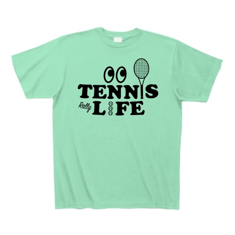 商品詳細 テニス Tennis ライフ 目玉 文字 アイテム デザイン ラケット ガット イラスト スポーツ Tシャツ サーブ 男子 女子 かっこいい かわいい 選手 画像 ボール 王子 応援 Tシャツ ミントグリーン デザインtシャツ通販clubt