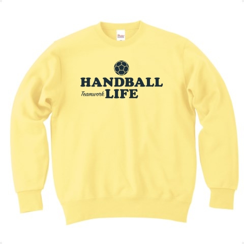 商品詳細 ハンドボール 青 Handball ロゴ デザイン Tシャツ 送球 男子 女子 得点 ボール 選手 ポジション 応援 スポーツ かっこいい かわいい ステップシュート 有望 確実 トレーナー ライトイエロー デザインtシャツ通販clubt