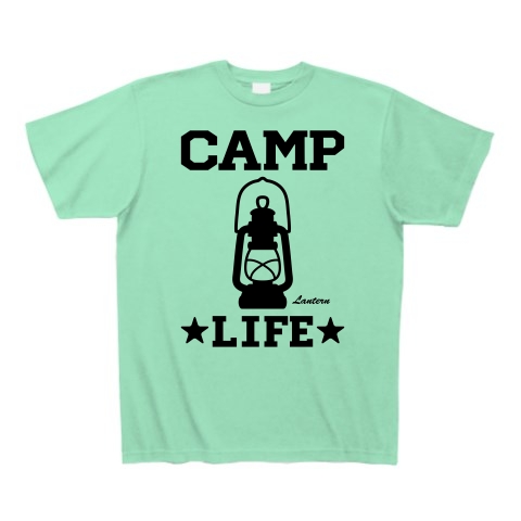 商品詳細 キャンプ ランタン 照明器具 グッズ Camp 野外 ランプ イラスト シルエット 照らす Camping デザイン アウトドア キャンプ場 ソロキャンプ 個人キャンプ 家族キャンプ アウトドア Tシャツ ミントグリーン デザインtシャツ通販clubt