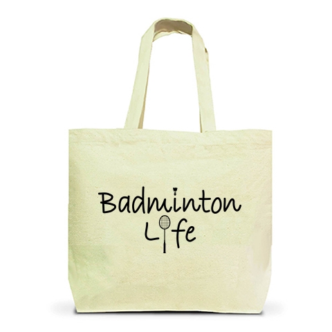 商品詳細 バドミントン Badminton 文字 スポーツライフ ラリー デザイン Tシャツ スポーツ かっこいい かわいい 女子 男子 羽球 シャトル スマッシュ ラケット イラスト プレーヤー 選手 トートバッグl ナチュラル デザインtシャツ通販clubt