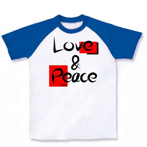 Love&Peace3｜ラグランTシャツ｜ホワイト×ロイヤルブルー
