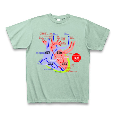 商品詳細 心臓 解剖 の絵 ふりがな 医療系 Tシャツ Pure Color Print アイスグリーン デザインtシャツ通販clubt