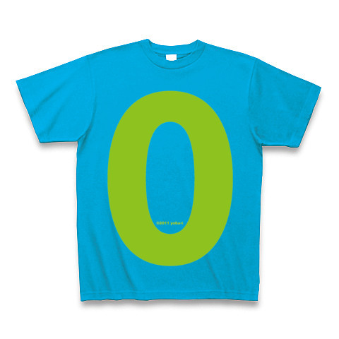 "0" (lime)｜Tシャツ Pure Color Print｜ターコイズ
