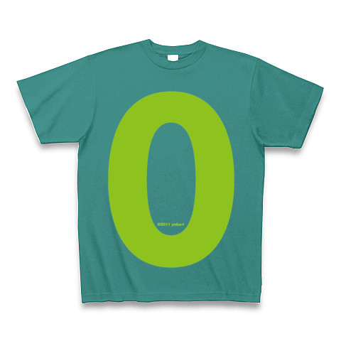 "0" (lime)｜Tシャツ Pure Color Print｜ピーコックグリーン