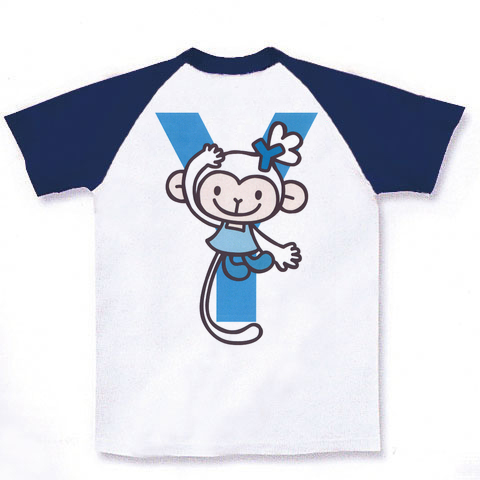 岡山YMCAキャラクターシャツ｜ラグランTシャツ｜ホワイト×ネイビー