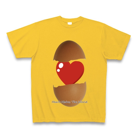 商品詳細 卵から生まれたハート レッド Tシャツ Pure Color Print ゴールドイエロー デザインtシャツ通販clubt