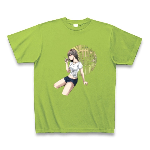 商品詳細 煙草を吸う女性 Tシャツ Pure Color Print ライム デザインtシャツ通販clubt