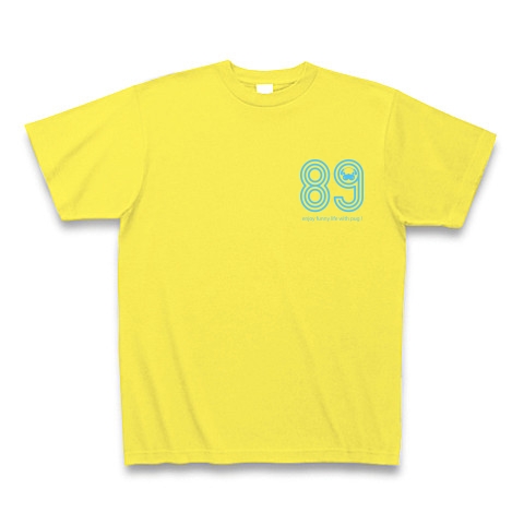 パグ(89)丸数字みずいろ２｜Tシャツ Pure Color Print｜イエロー