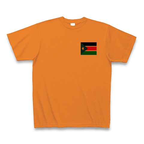 商品詳細 南スーダンの国旗ー横ー両面プリント Tシャツ オレンジ デザインtシャツ通販clubt