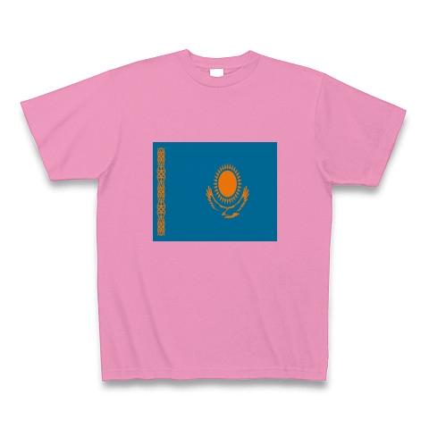 商品詳細 カザフスタンの国旗ー横ー両面プリント Tシャツ ピンク デザインtシャツ通販clubt