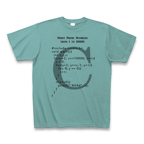 素数を求めるC言語プログラム｜Tシャツ｜ミント