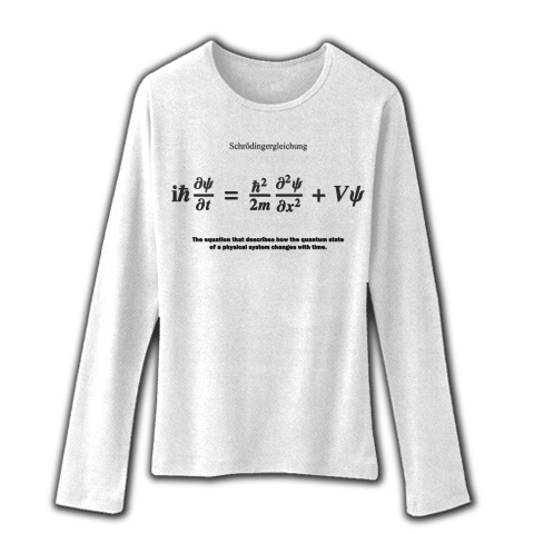 商品詳細 シュレーディンガー方程式 量子力学 波動関数 猫 ファインフィットロングスリーブtシャツ ホワイト デザインtシャツ通販clubt