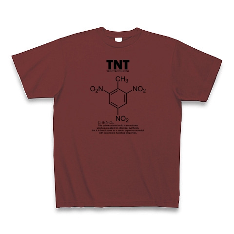 TNT(トリニトロトルエン：火薬・爆薬・爆発物)：化学構造・分子式シリーズ｜Tシャツ｜バーガンディ