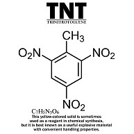 TNT(トリニトロトルエン：火薬・爆薬・爆発物)：化学構造・分子式シリーズ｜ラグランTシャツ｜ホワイト×レッド