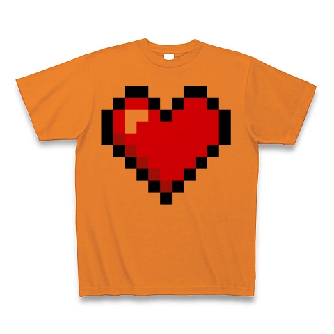 商品詳細 ドット絵ハート Tシャツ オレンジ デザインtシャツ通販clubt