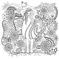 花と女性のパターンアート040 デザインの全アイテム デザインtシャツ通販clubt