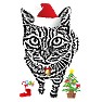 クリスマス 版画風ねこ クリスマス 版画風ねこ