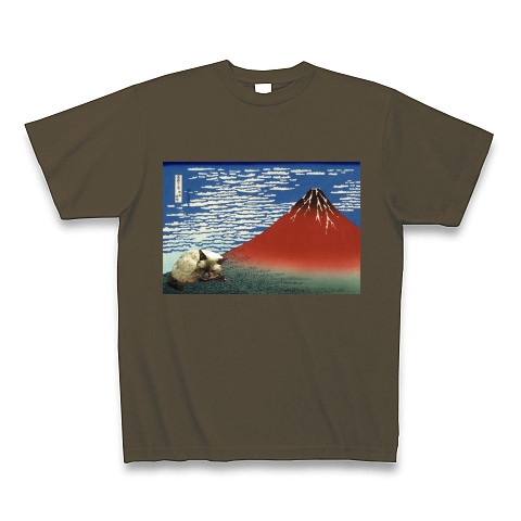 商品詳細 富嶽三十六景 凱風快晴 シャム猫 Tシャツ Pure Color Print オリーブ デザインtシャツ通販clubt