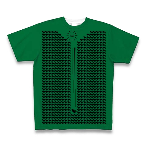 商品詳細 面白いピクトグラムフレンチブルドッグ 落下 全面プリントtシャツ グリーン デザインtシャツ通販clubt