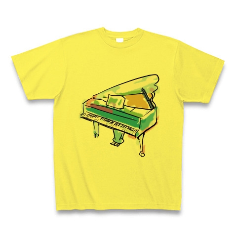 商品詳細 可愛いピアノの水彩イラスト Tシャツ イエロー デザインtシャツ通販clubt
