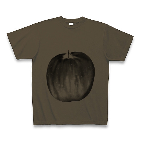 商品詳細 りんごのイラストモノクロ Tシャツ オリーブ デザインtシャツ通販clubt
