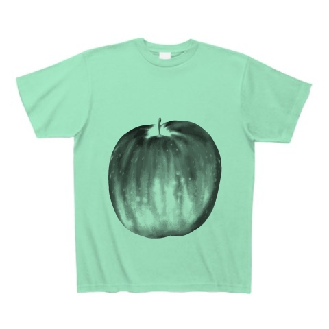 商品詳細 りんごのイラストモノクロ Tシャツ ミントグリーン デザインtシャツ通販clubt