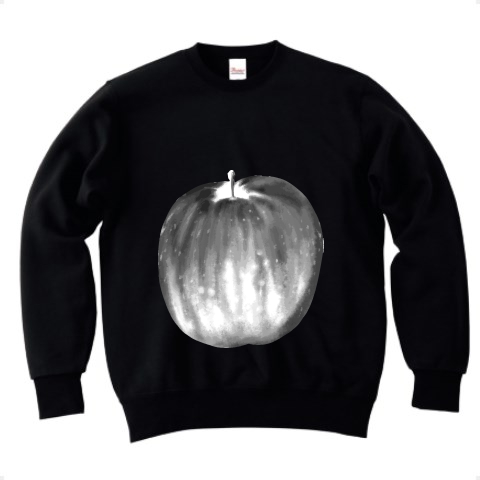 商品詳細 りんごのイラストモノクロ トレーナー Pure Color Print ブラック デザインtシャツ通販clubt