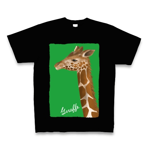 商品詳細 キリンのリアルイラスト Tシャツ Pure Color Print ブラック デザインtシャツ通販clubt