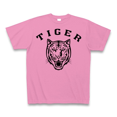 商品詳細 Tiger タイガー 虎 動物イラストカレッジロゴ Tシャツ ピンク デザインtシャツ通販clubt