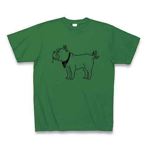 商品詳細 フレンチブルドッグしっぽをふる 動物イラスト Tシャツ グリーン デザインtシャツ通販clubt