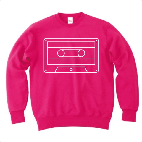 商品詳細 Cassette Tape Line カセットテープライン 白ロゴスウェット トレーナー Pure Color Print フラミンゴピンク デザインtシャツ通販clubt