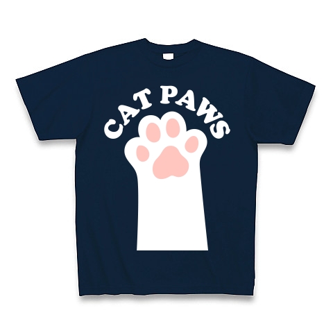 CAT PAWS-白猫の肉球-Tシャツ｜Tシャツ Pure Color Print｜ネイビー