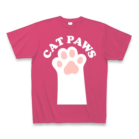 CAT PAWS-白猫の肉球-Tシャツ｜Tシャツ Pure Color Print｜ホットピンク