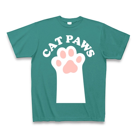 CAT PAWS-白猫の肉球-Tシャツ｜Tシャツ Pure Color Print｜ピーコックグリーン