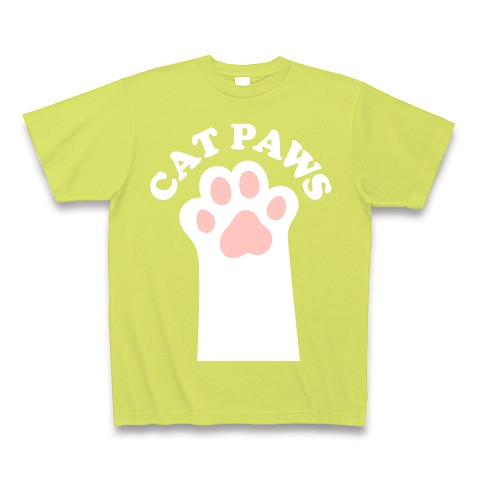 CAT PAWS-白猫の肉球-Tシャツ｜Tシャツ Pure Color Print｜ライトグリーン