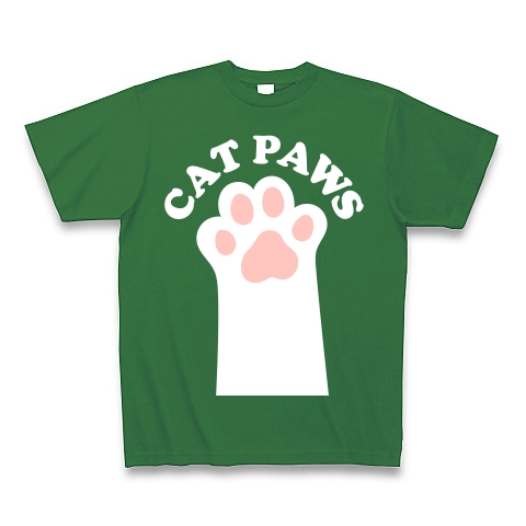 CAT PAWS-白猫の肉球-Tシャツ｜Tシャツ Pure Color Print｜グリーン