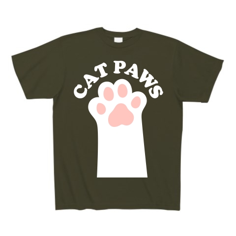 CAT PAWS-白猫の肉球-Tシャツ｜Tシャツ Pure Color Print｜アーミーグリーン