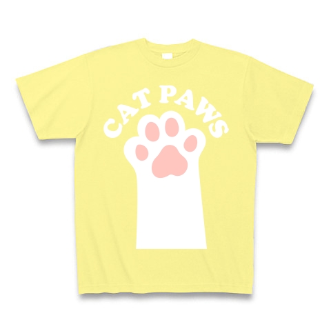 CAT PAWS-白猫の肉球-Tシャツ｜Tシャツ Pure Color Print｜ライトイエロー