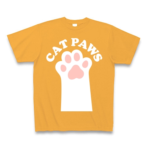 CAT PAWS-白猫の肉球-Tシャツ｜Tシャツ Pure Color Print｜コーラルオレンジ