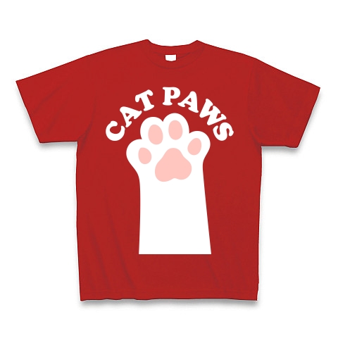 CAT PAWS-白猫の肉球-Tシャツ｜Tシャツ Pure Color Print｜レッド