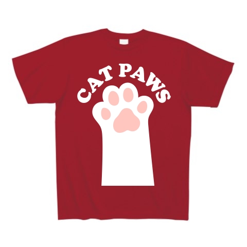CAT PAWS-白猫の肉球-Tシャツ｜Tシャツ Pure Color Print｜ガーネットレッド
