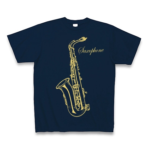 商品詳細『Saxphone -サックス-｜Tシャツ Pure Color Print｜ネイビー』デザインTシャツ通販ClubT