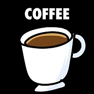 COFFEE-コーヒー 白ロゴTシャツ