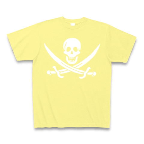 商品詳細 海賊旗スカル Jolly Roger ジョン ラカムの海賊旗 ロゴtシャツ Tシャツ Pure Color Print ライトイエロー デザインtシャツ通販clubt