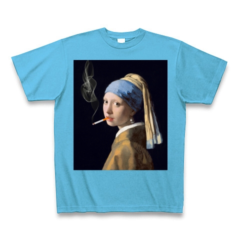 商品詳細 咥えタバコの少女 Tシャツ Tシャツ Pure Color Print シーブルー デザインtシャツ通販clubt