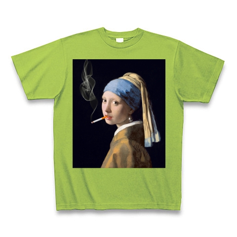 商品詳細 咥えタバコの少女 Tシャツ Tシャツ Pure Color Print ライム デザインtシャツ通販clubt