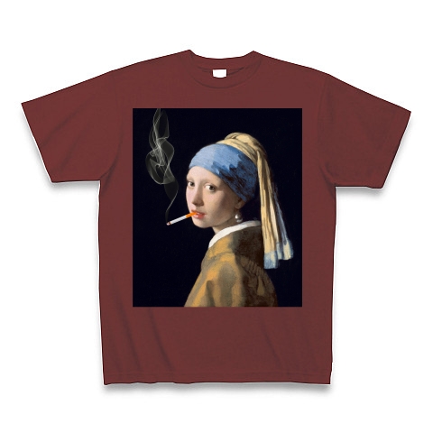 商品詳細 咥えタバコの少女 Tシャツ Tシャツ Pure Color Print バーガンディ デザインtシャツ通販clubt