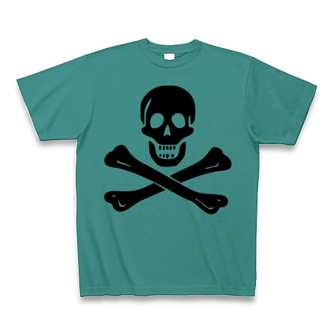 商品詳細 海賊旗スカル Jolly Roger サミュエル ベラミーの海賊旗 黒ロゴtシャツ Tシャツ ピーコックグリーン デザインtシャツ通販clubt